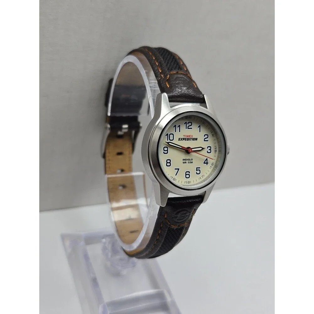 Timex Expedition Field Mini Womens 26mm Indiglo Cream Dial 50M Watch New Battery